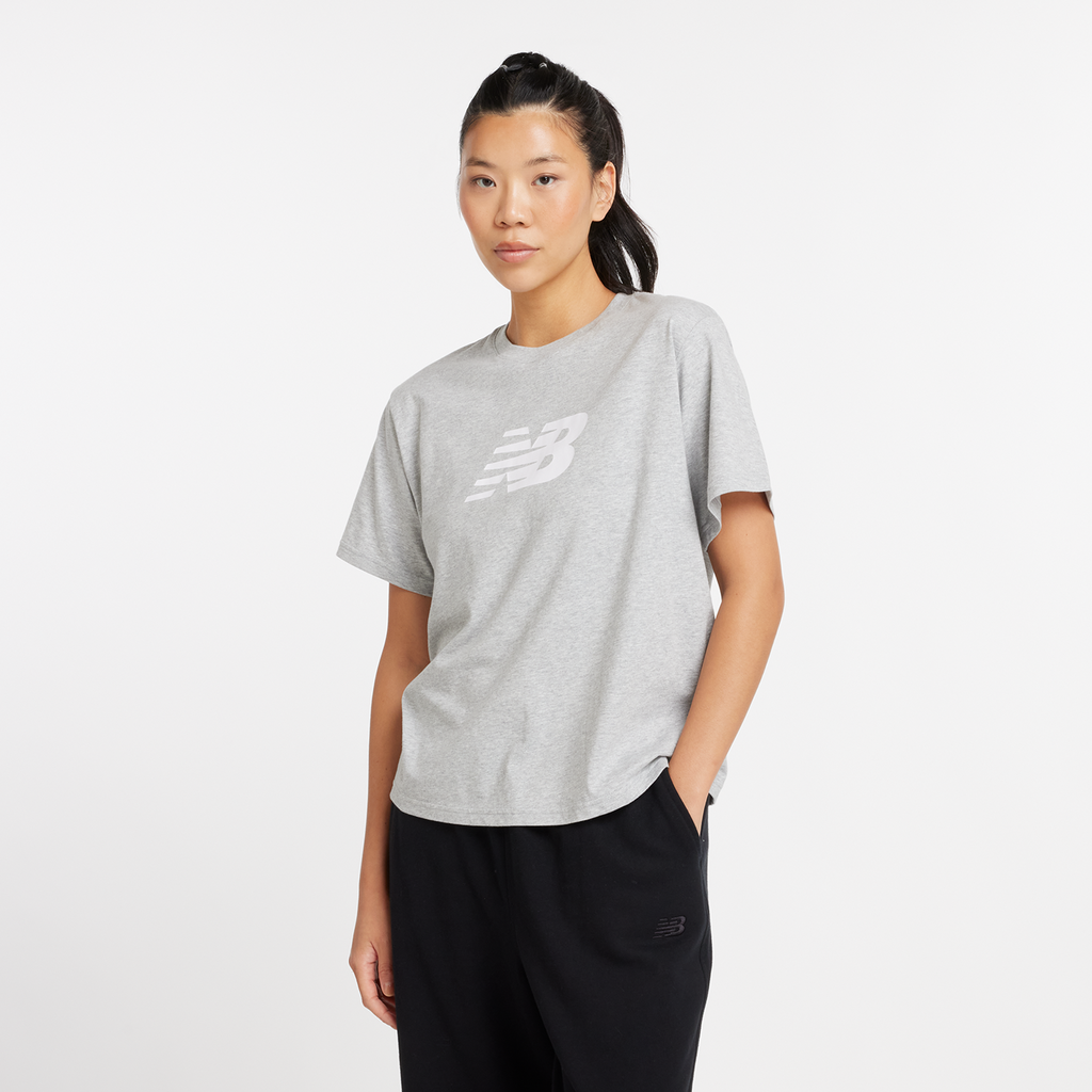 New Balance W Sport Jersey Relaxed Logo T-Shirt in GRAU