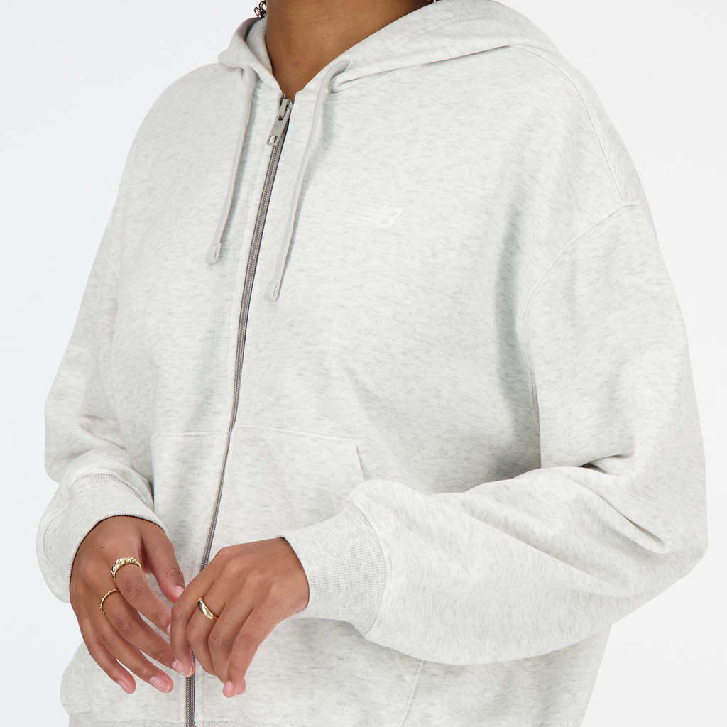 New Balance W New Balance French Terry Full Zip Hoodie in GRAU
