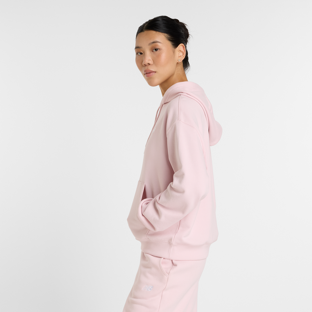 New Balance W Sport Essentials French Terry Small Logo Hoodie in PINK
