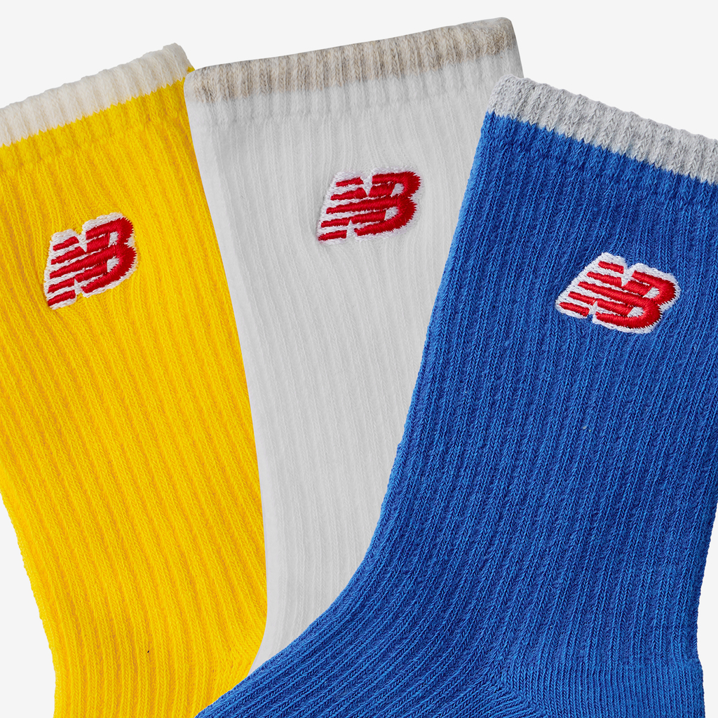 New Balance Kids Patch Logo Midcalf Socks 3 Pair in MEHRFARBIG