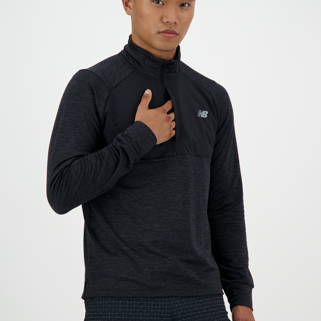 New Balance Athletics Heat Grid 1/2 Zip in SCHWARZ