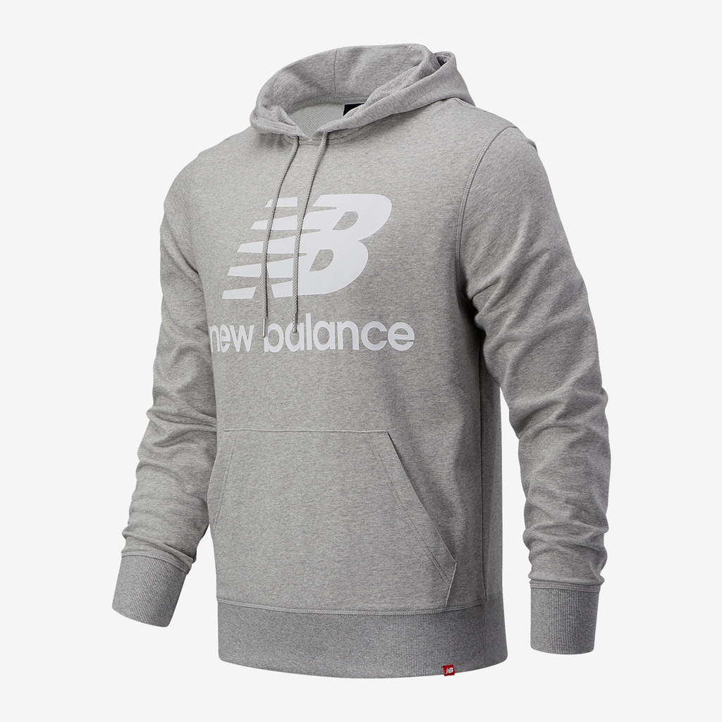 New Balance Essentials Stacked Logo PO Hoodie in GRAU