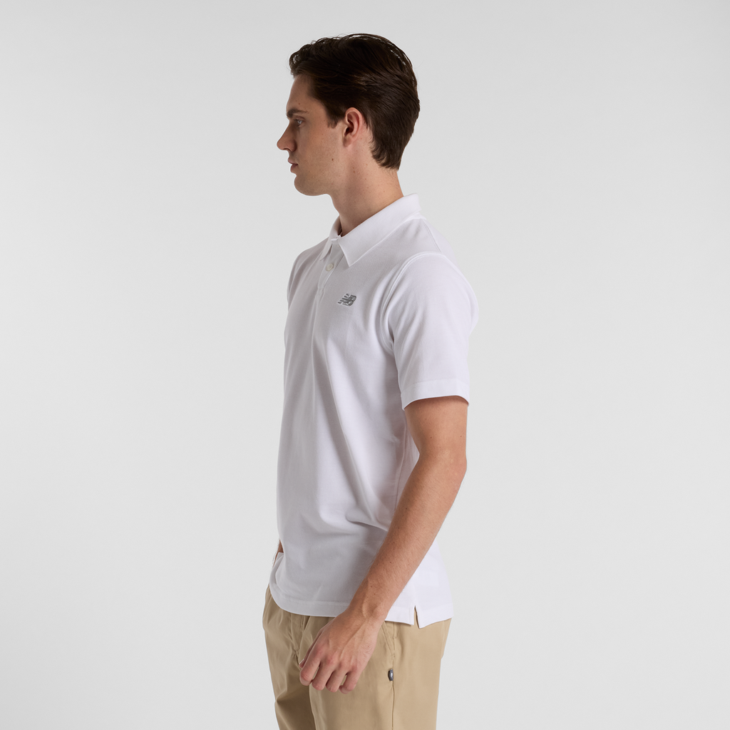 New Balance Cotton Pique Polo in WEISS
