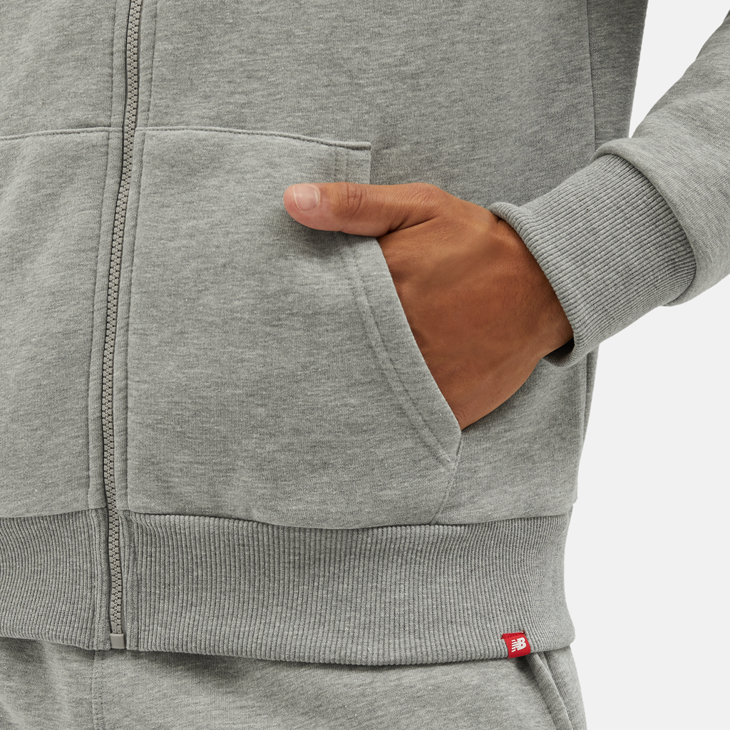 New Balance NB Small Logo Zip Hoodie in GRAU