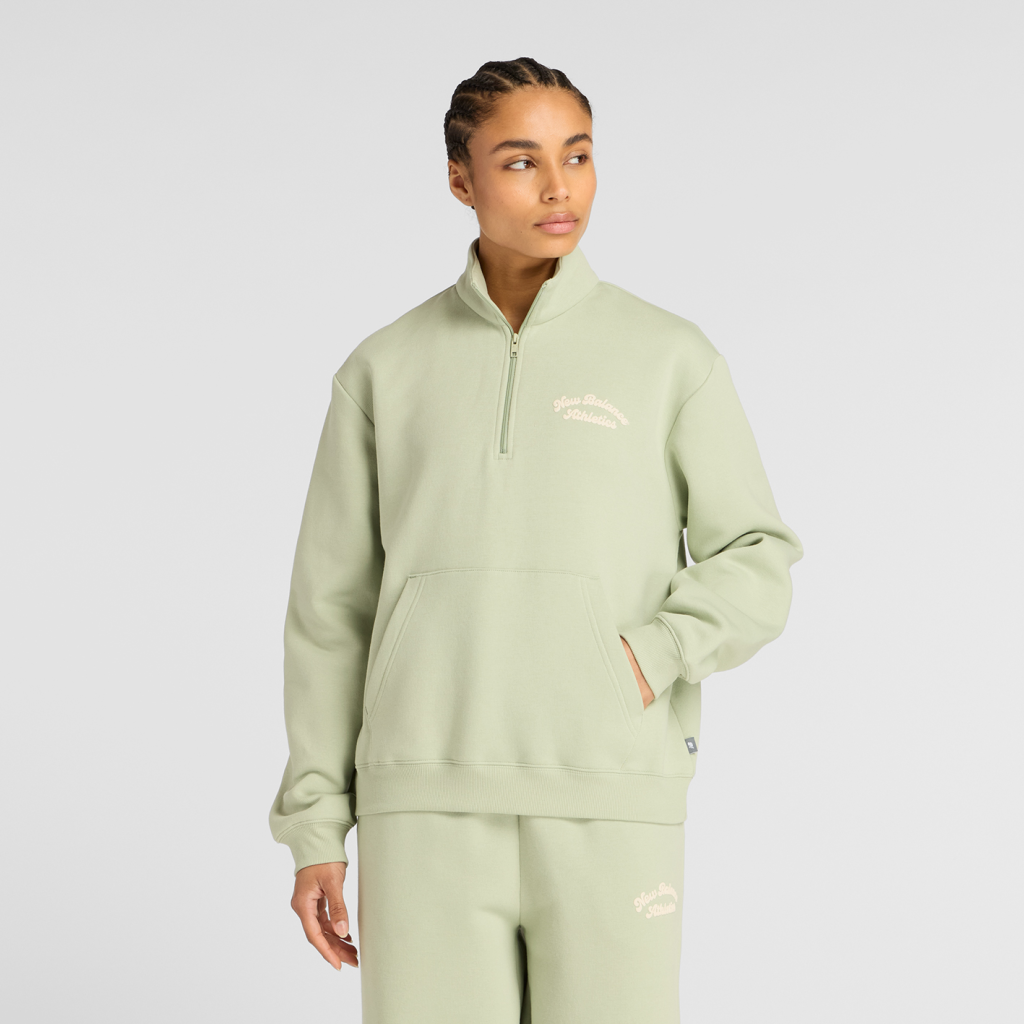 New Balance W Linear Heritage Fleece Half Zip in GRÜN