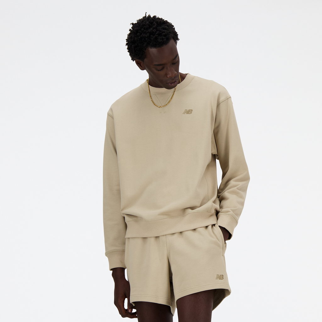 New Balance NB Athletics French Terry Crew in BEIGE