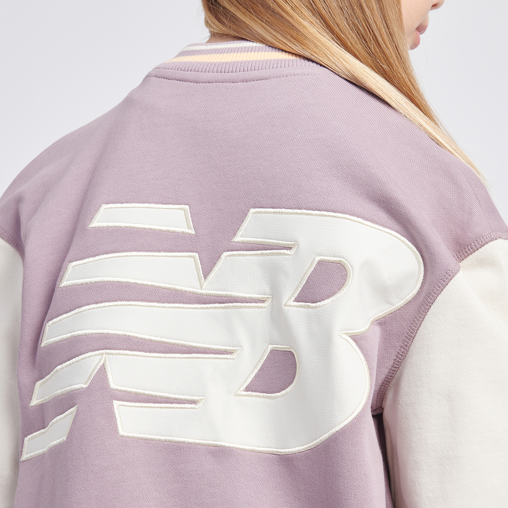 New Balance G NB Premium Loop Back Baseball Jacket in VIOLETT