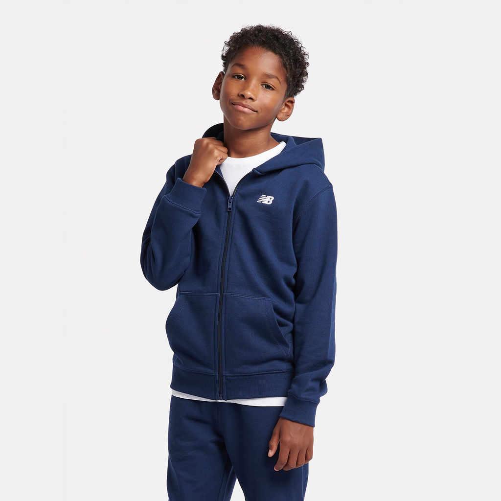 New Balance B New Balance French Terry Small Logo FZ Hoodie in BLAU