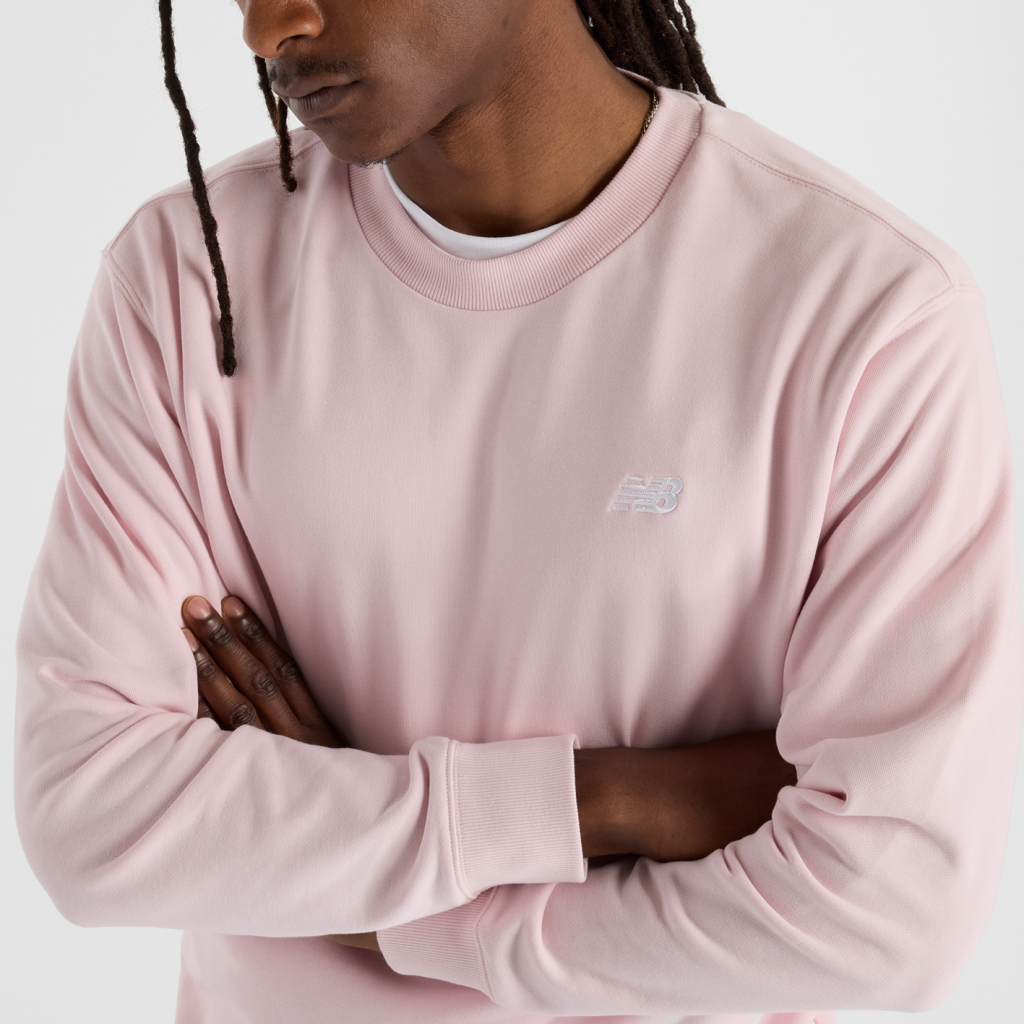 New Balance Sport Essentials Small Logo French Terry Crew in PINK