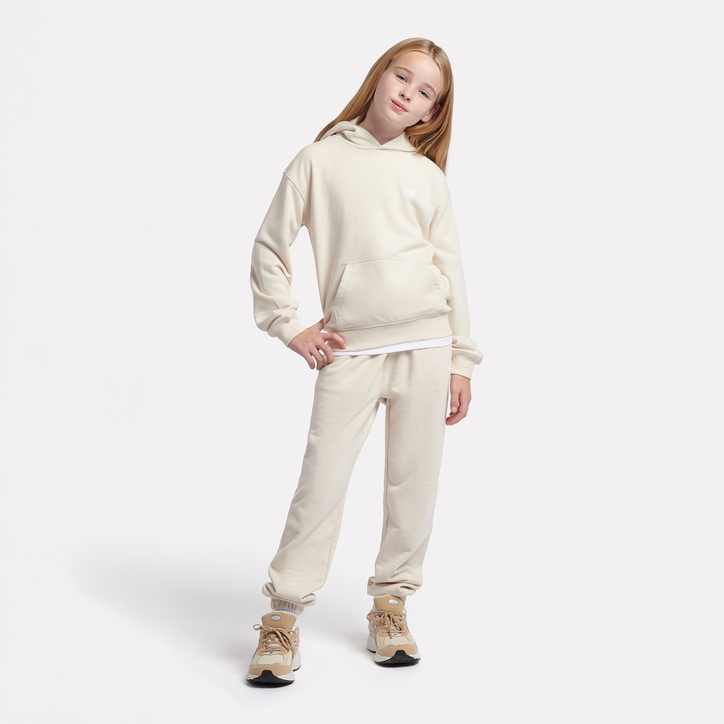 New Balance G New Balance French Terry Small Logo Hoodie in BEIGE