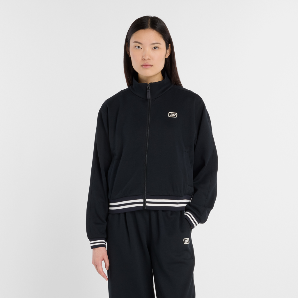 New Balance W Post Season Pique Track Jacket in SCHWARZ