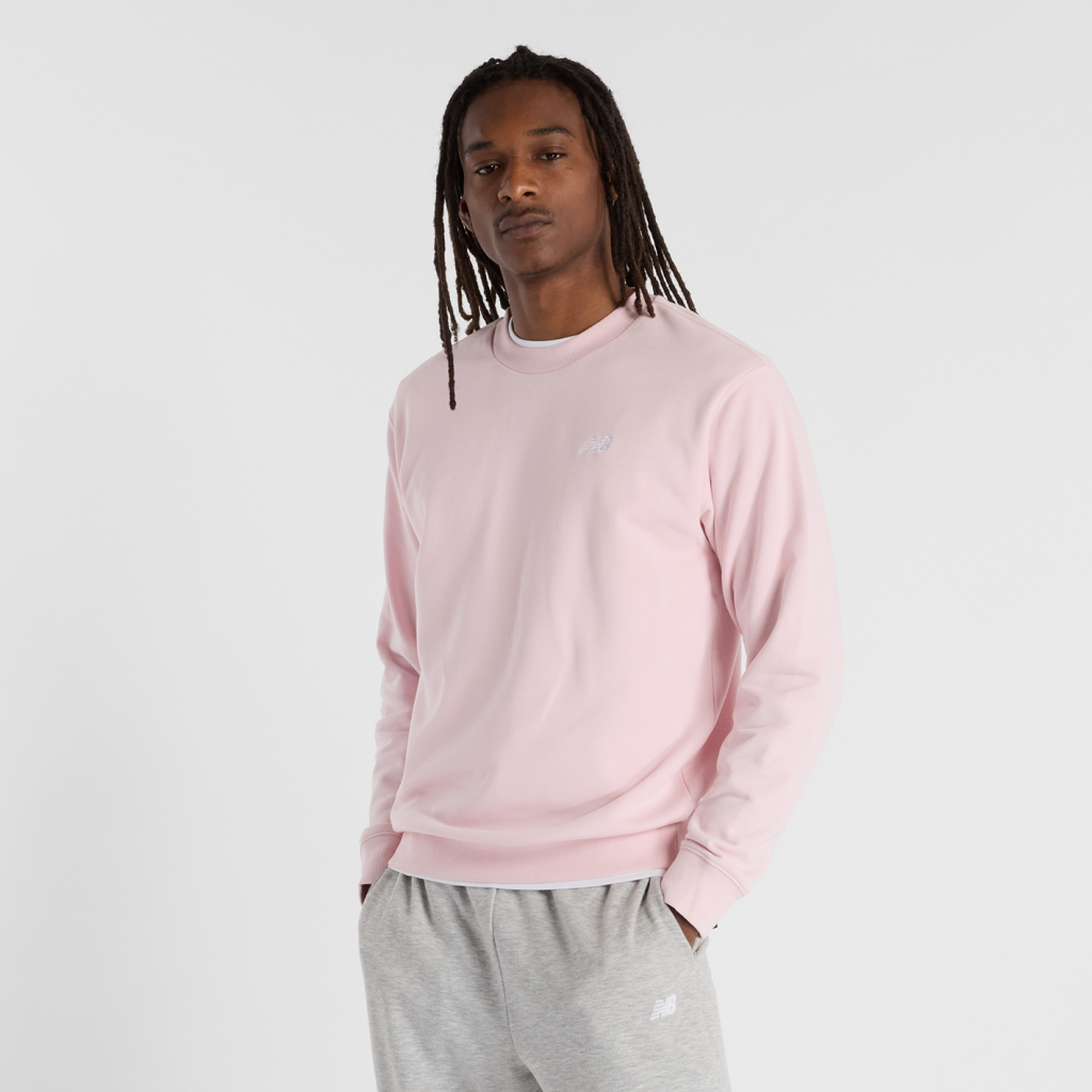 New Balance Sport Essentials Small Logo French Terry Crew in PINK