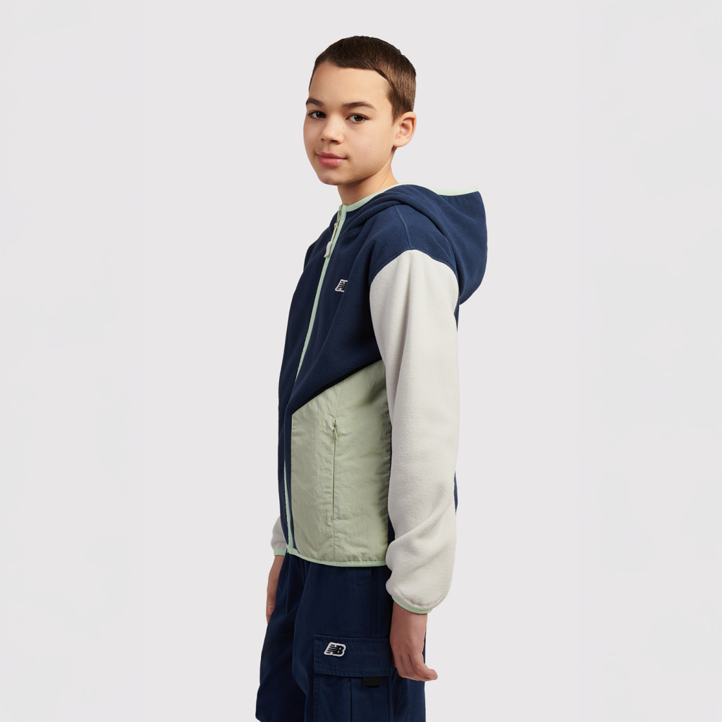 New Balance B NB PREMIUM PANELLED FLEECE JACKET in BLAU