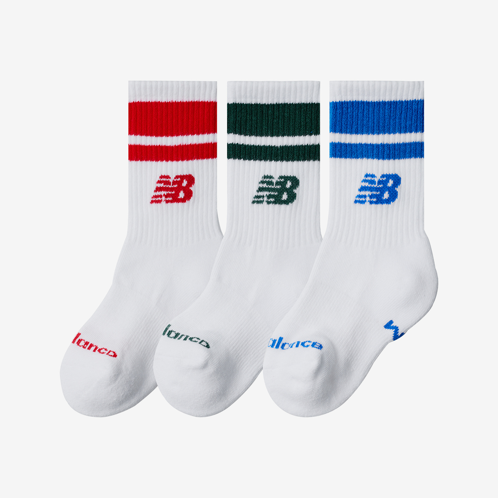 New Balance Kids Everyday Stripe Midcalf 3 Pack in WEISS