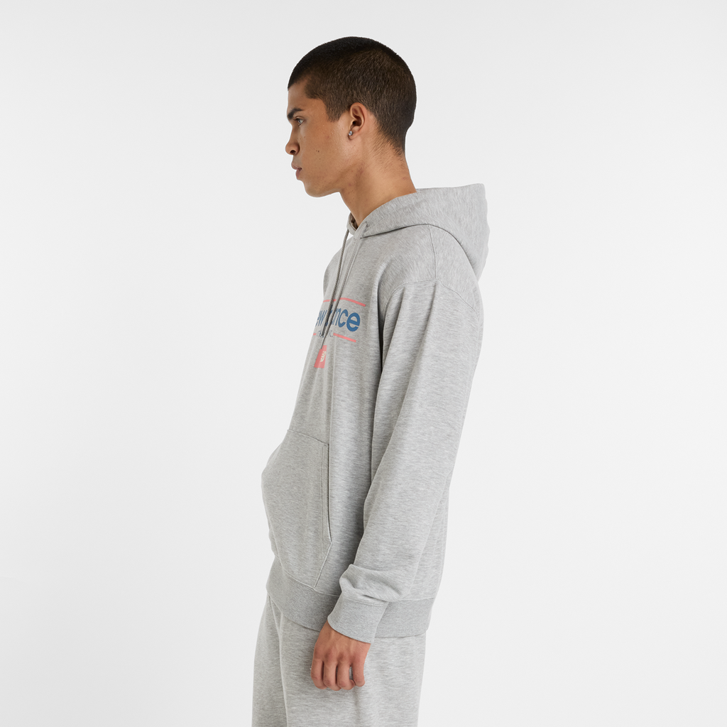 New Balance Relaxed Linear Athletics Hoodie in GRAU