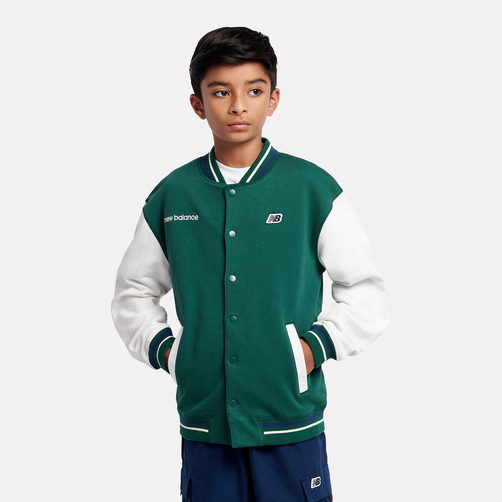 New Balance B NB Premium Loop Back Baseball Jacket in GRÜN