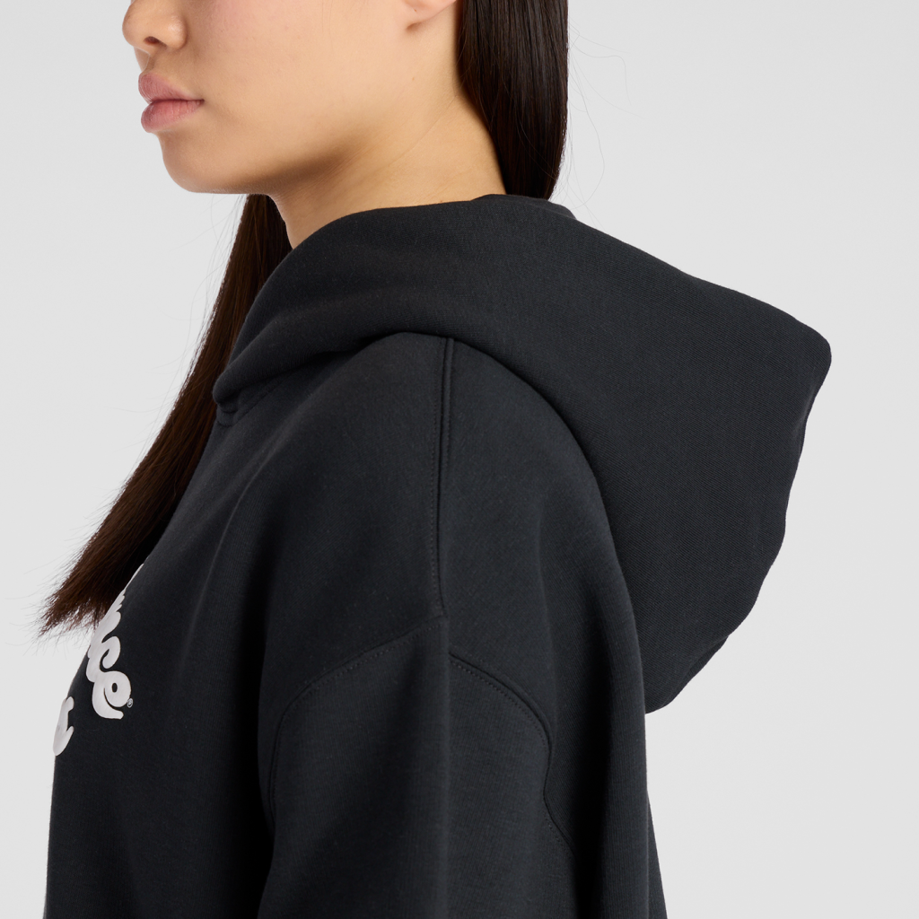 New Balance W Linear Heritage Fleece Long Hoodie in SCHWARZ
