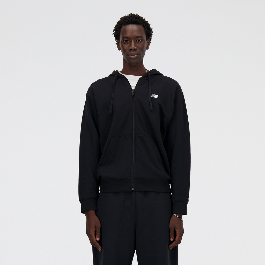 New Balance New Balance Stacked Logo French Terry FZ Hoodie in SCHWARZ