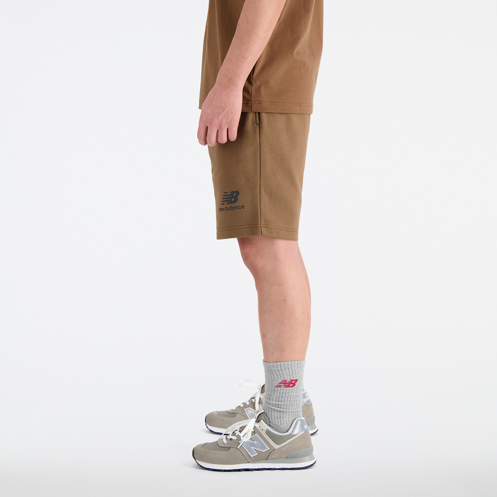 New Balance Essentials Stacked Logo Short in BRAUN
