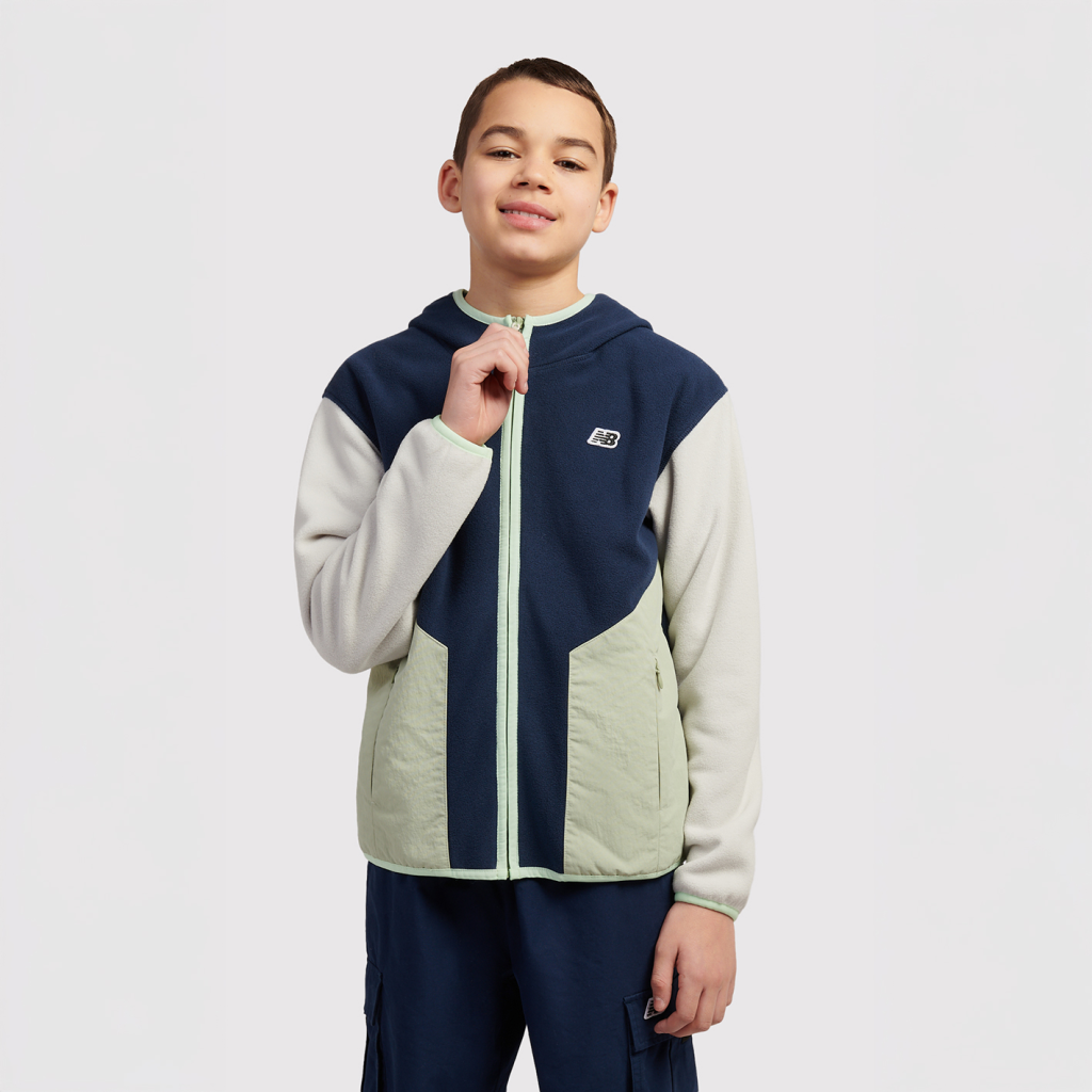 New Balance B NB PREMIUM PANELLED FLEECE JACKET in BLAU