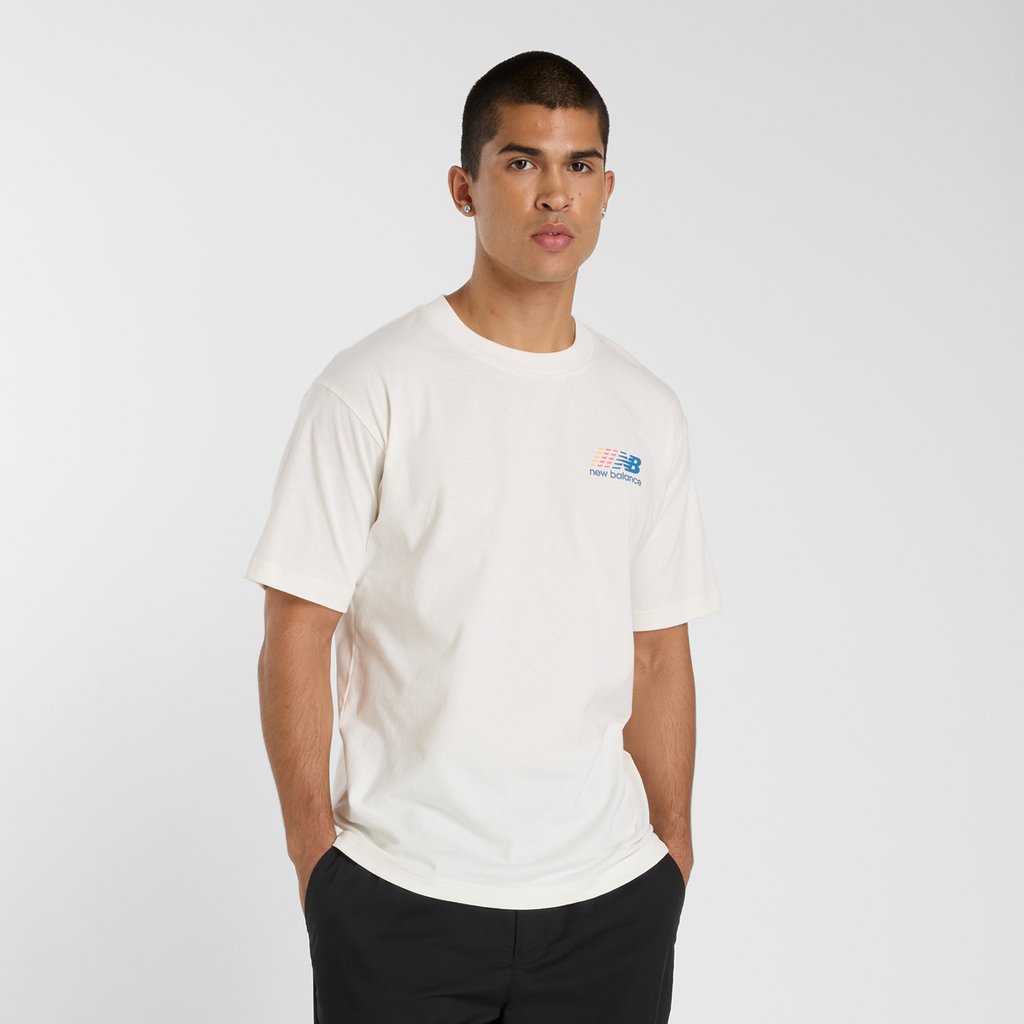 New Balance Athletics Multi Color Logo T-Shirt in WEISS