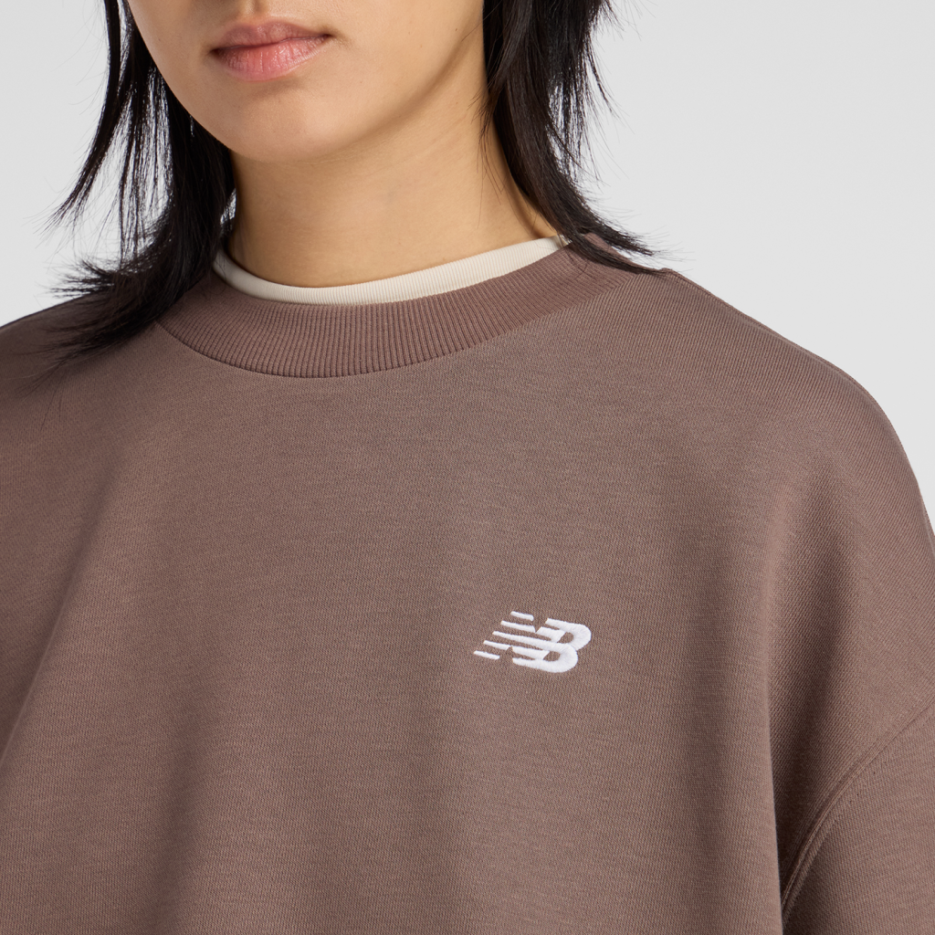 New Balance W Sport Essentials French Terry Small Logo Crew in BRAUN