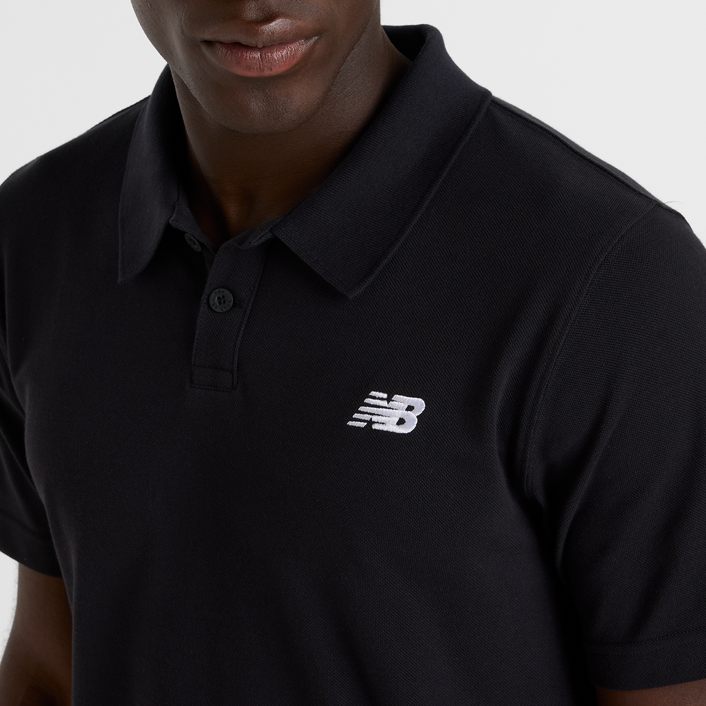 New Balance Cotton Pique Polo in SCHWARZ