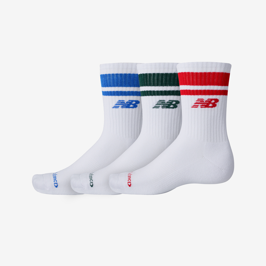 New Balance Everyday Stripe Midcalf 3 Pack in WEISS