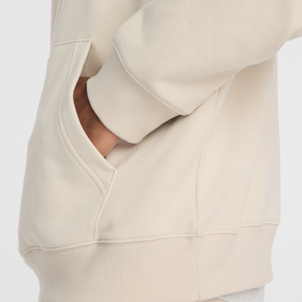 New Balance Sport Essentials Small Logo French Terry Hoodie in BEIGE