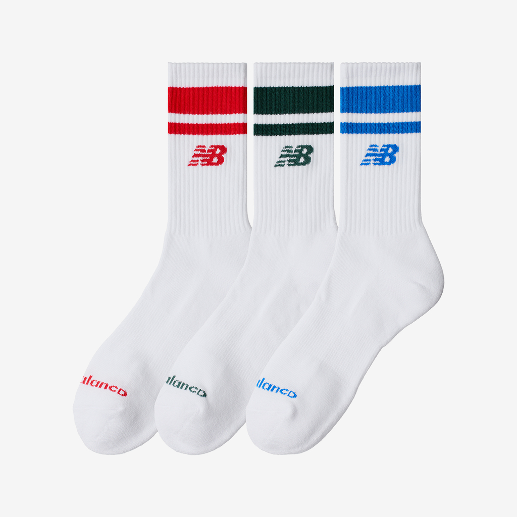 New Balance Everyday Stripe Midcalf 3 Pack in WEISS