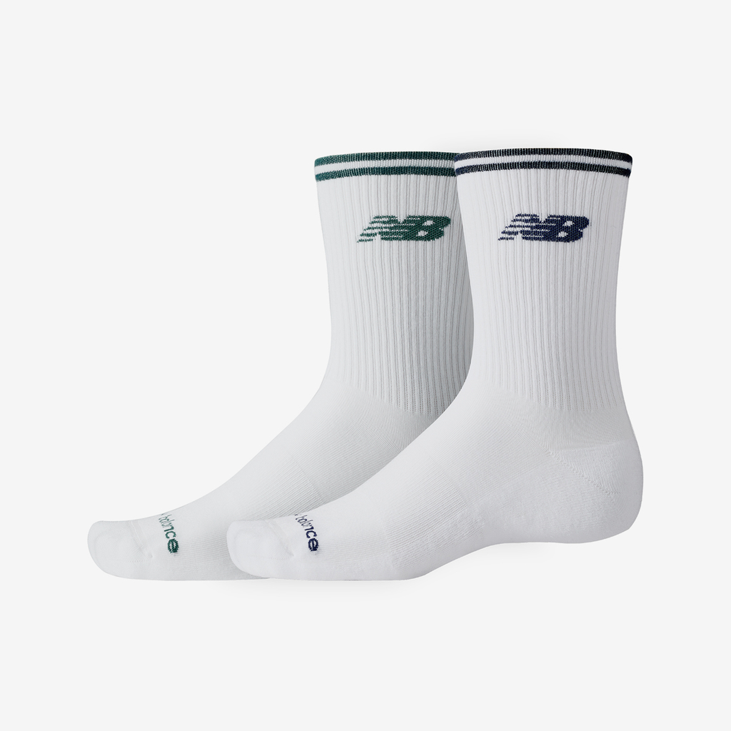 New Balance Running Stripe Midcalf Socks 2 Pack in WEISS