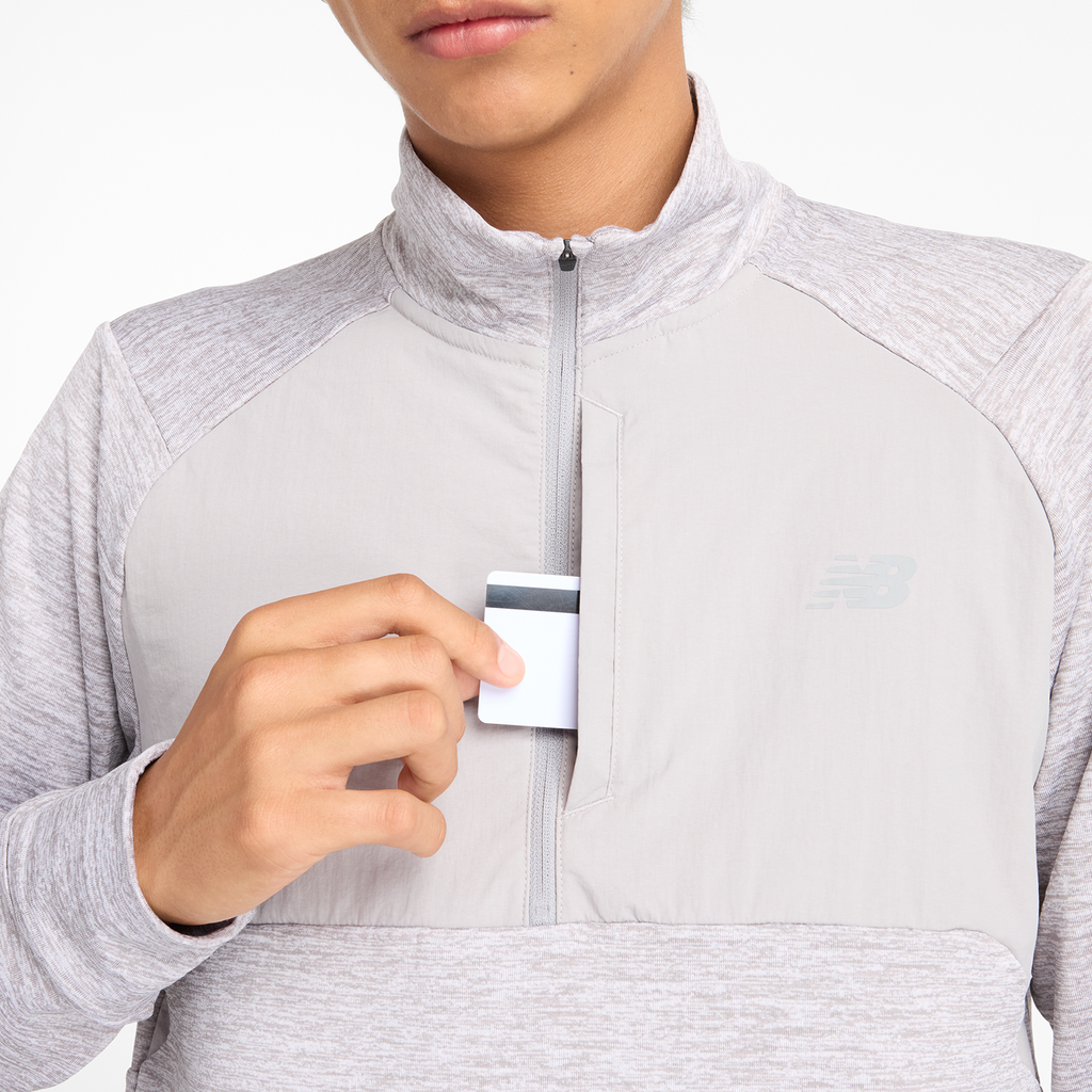 New Balance Athletics Heat Grid 1/2 Zip in GRAU