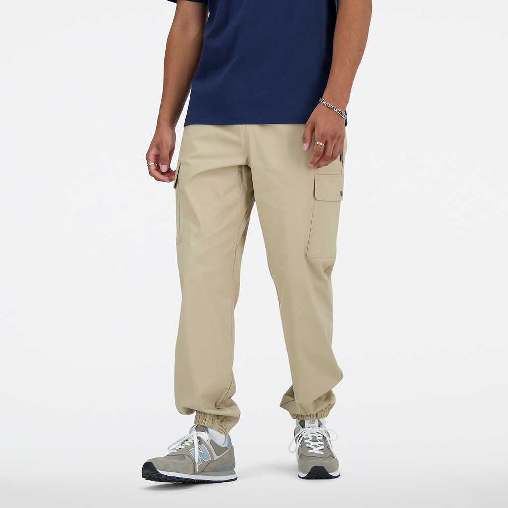 New Balance Twill Cargo Jogger in BEIGE