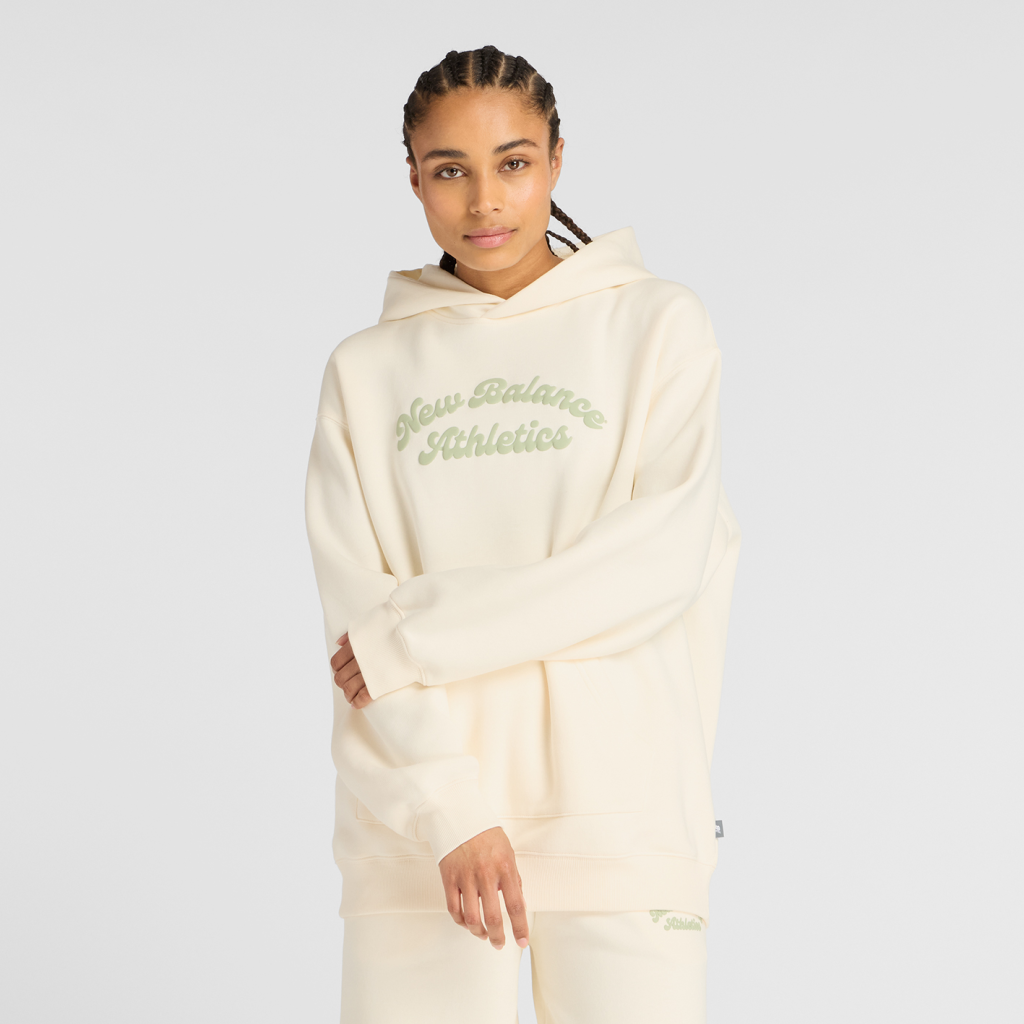 New Balance W Linear Heritage Fleece Long Hoodie in GRAU