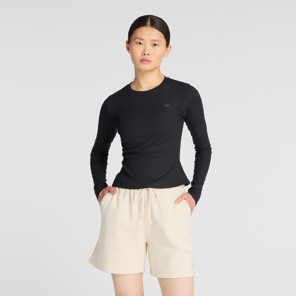 New Balance W Micro-Rib Long Sleeve in SCHWARZ