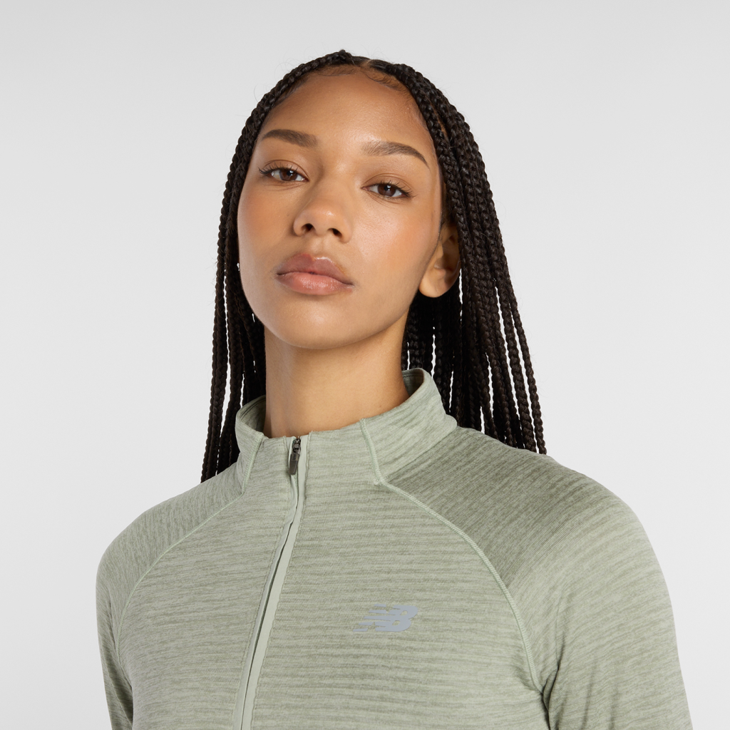 New Balance W Athletics Heat Grid Half Zip in GRÜN