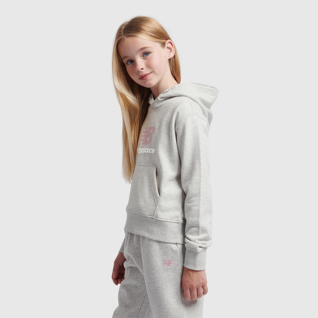 New Balance G NEW BALANCE FT STACKED LOGO HOODIE in GRAU