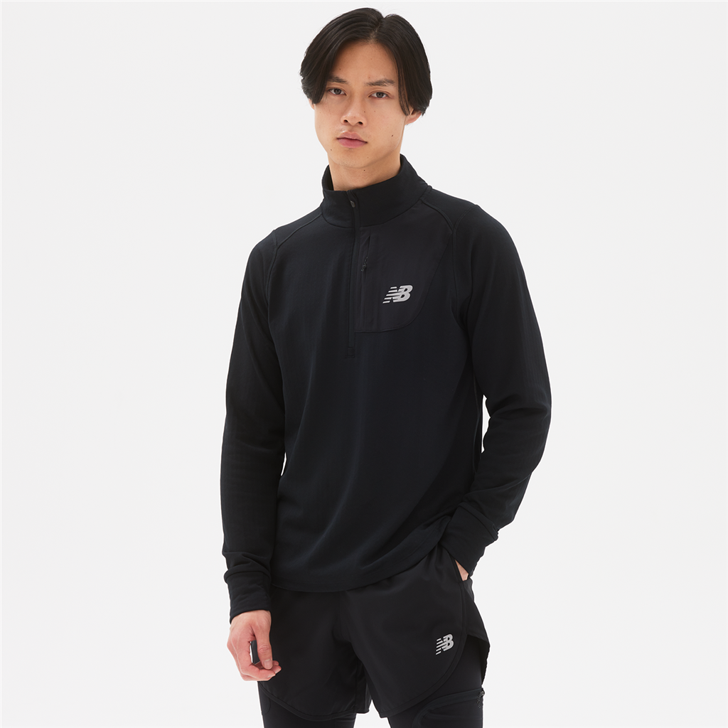 New Balance NB Heat Grid Half Zip in SCHWARZ