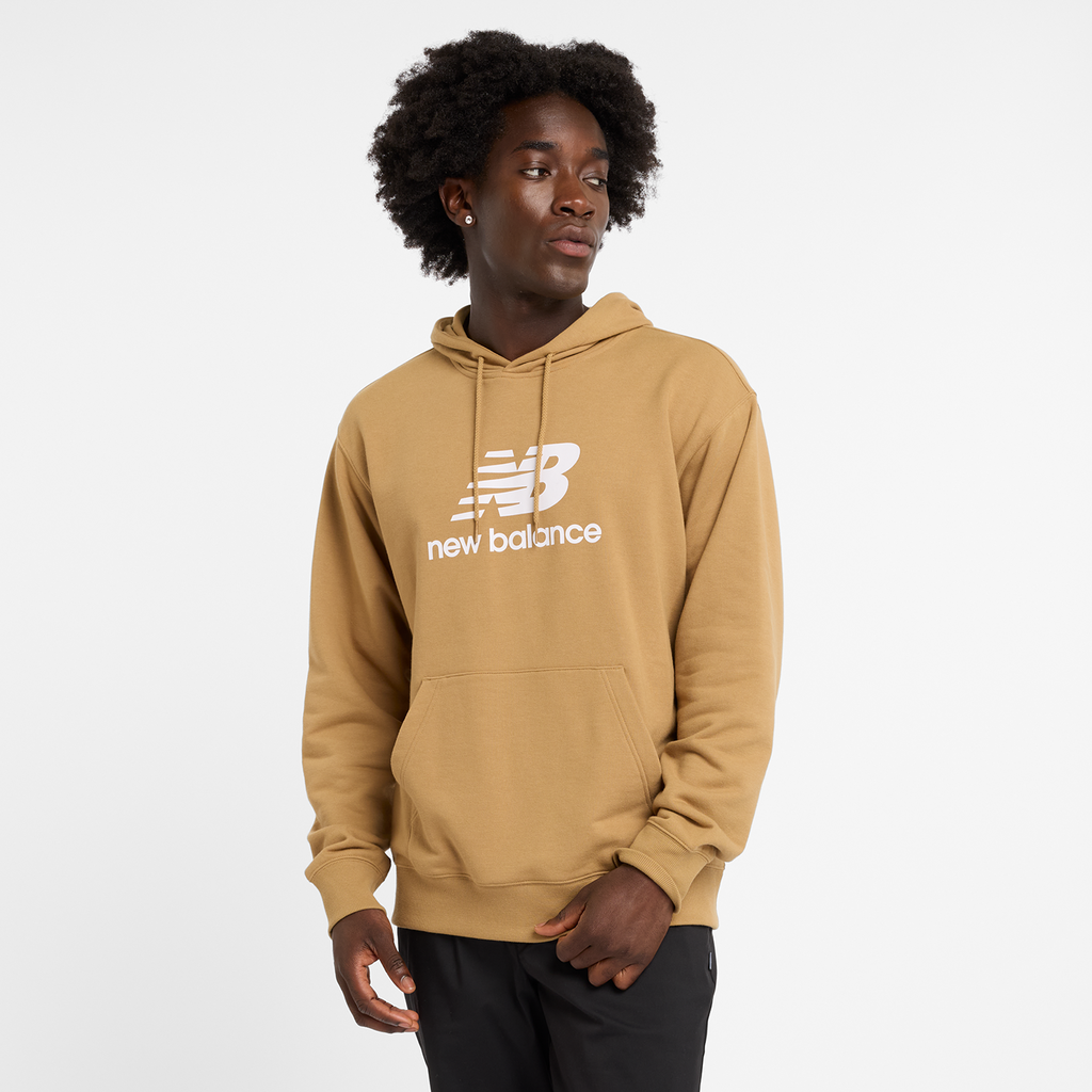 New Balance Sport Essentials Stacked Logo French Terry Hoodie in BRAUN