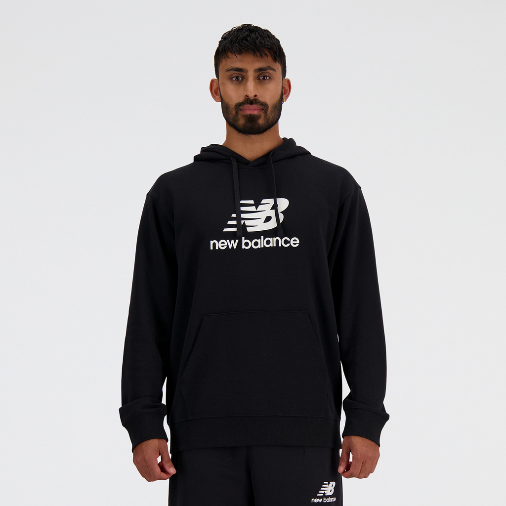New Balance Sport Essentials Stacked Logo French Terry Hoodie in SCHWARZ