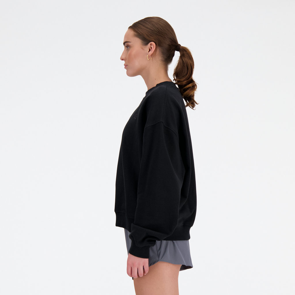 New Balance W NB Athletics French Terry Crew in SCHWARZ
