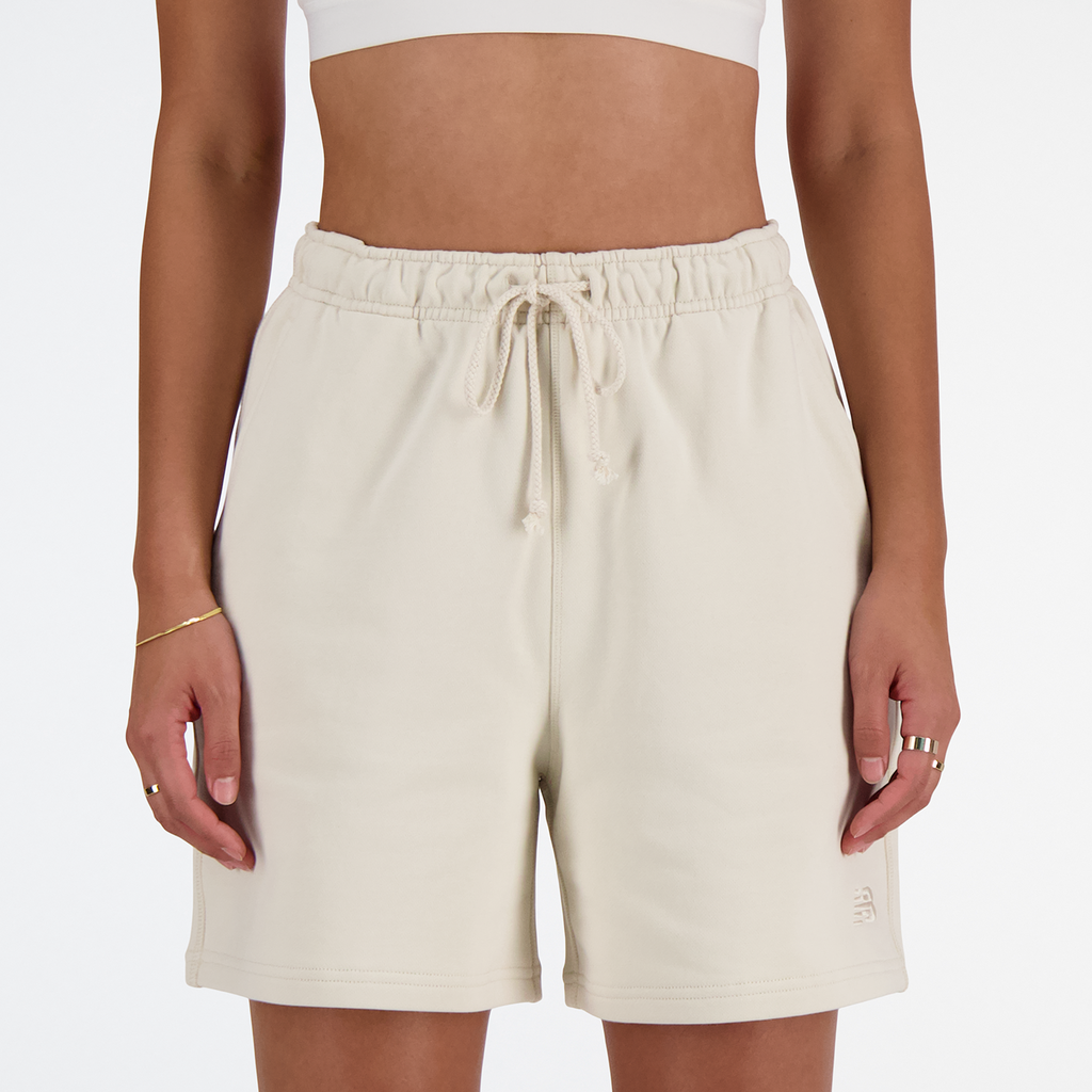 New Balance W NB Athletics French Terry Short in BEIGE
