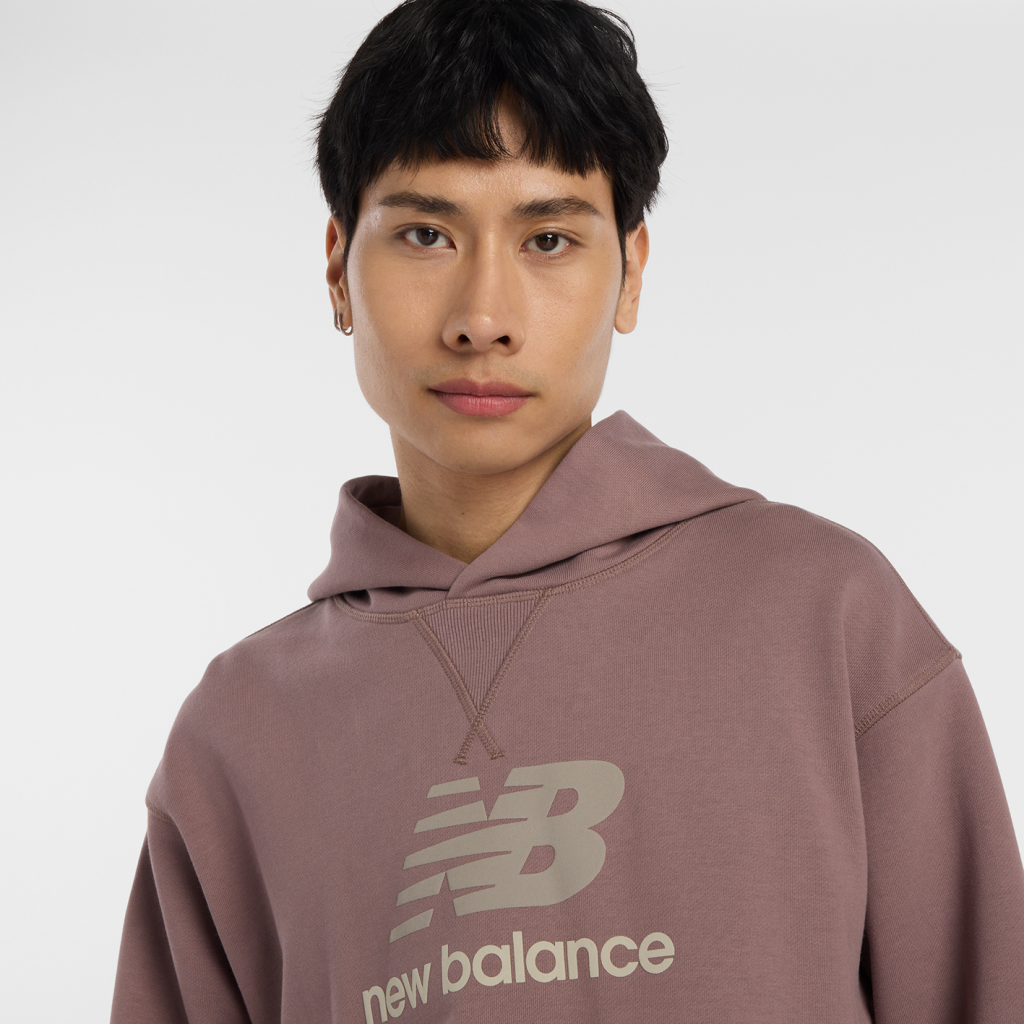 New Balance Athletics French Terry Logo Hoodie in BRAUN