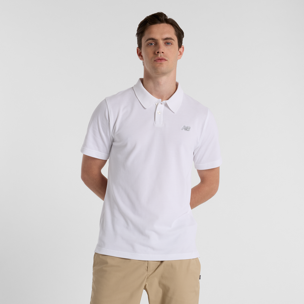 New Balance Cotton Pique Polo in WEISS