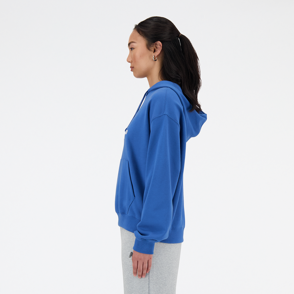 New Balance W Sport Essentials French Terry Stacked Logo Hoodie in BLAU