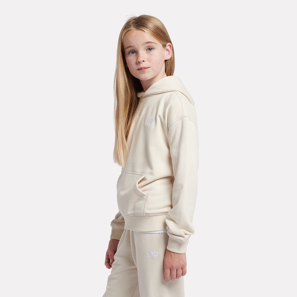 New Balance G New Balance French Terry Small Logo Hoodie in BEIGE