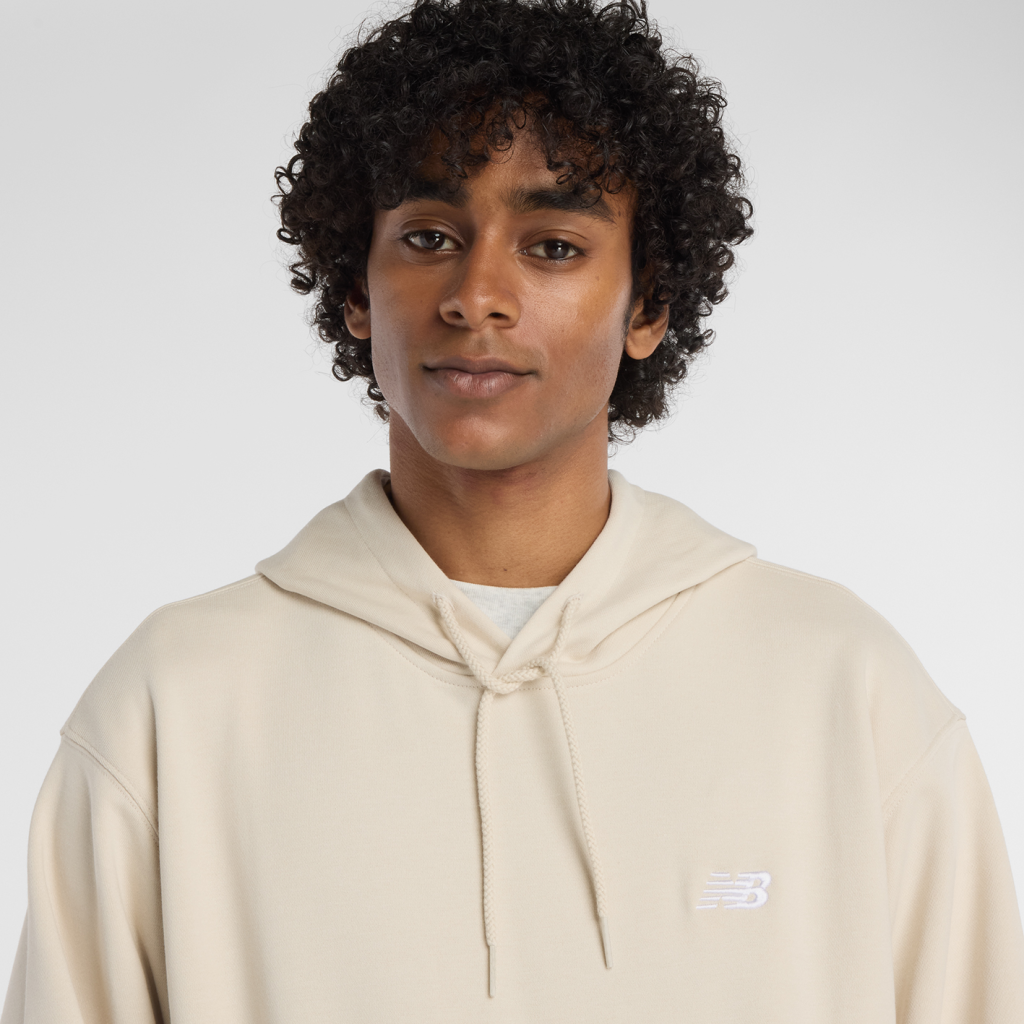 New Balance Sport Essentials Small Logo French Terry Hoodie in BEIGE