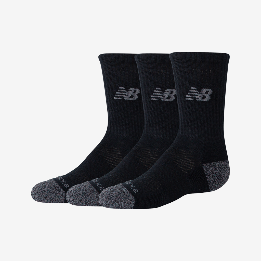 New Balance Youth Active Crew Socks 3 Pack in SCHWARZ