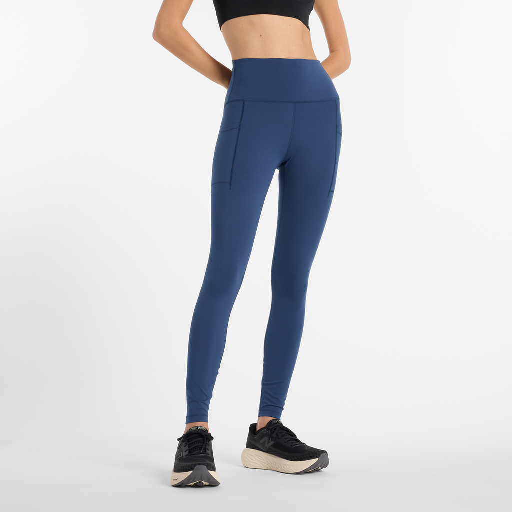 New Balance W NB Sleek Pocket High Rise Legging 27" in BLAU