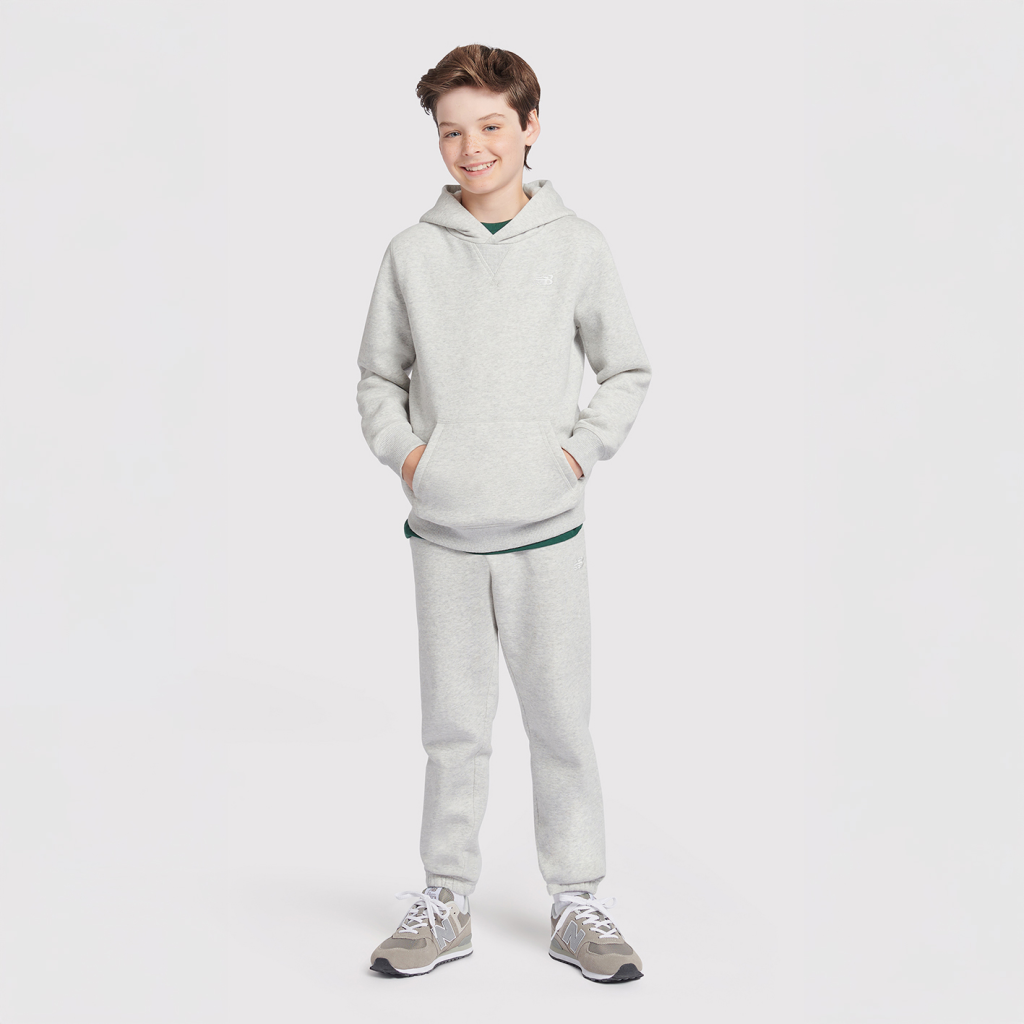 New Balance B New Balance French Terry Small Logo Hoodie in GRAU